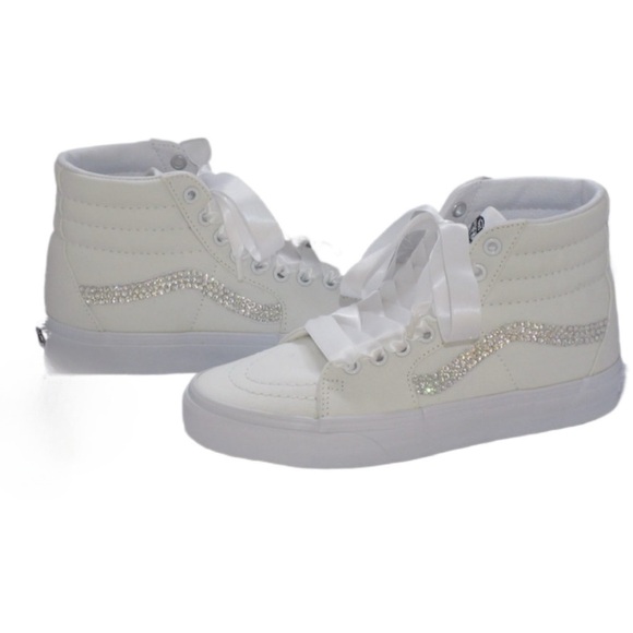 Luxe Crystal Diamond Classic Lace Up Vans Hightop All Sizes New With Box - Picture 1 of 4
